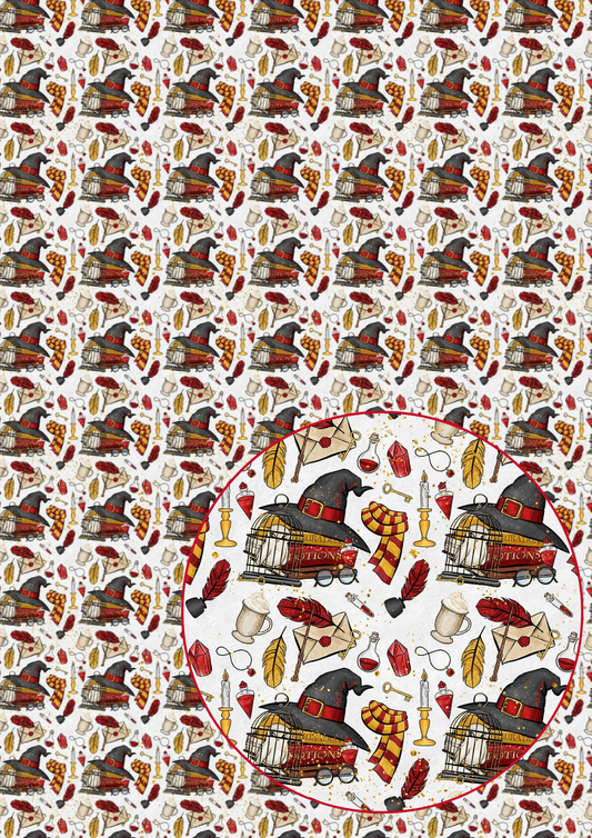 In house leatherette fabric A4 Harry wizard themed