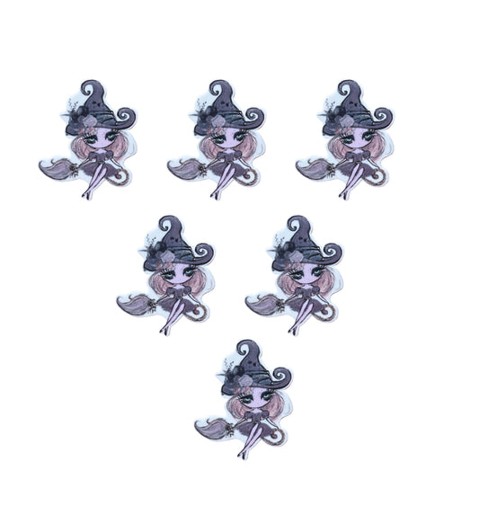 Mystical Witch Halloween laser cut resin Flat back embellishments x 5