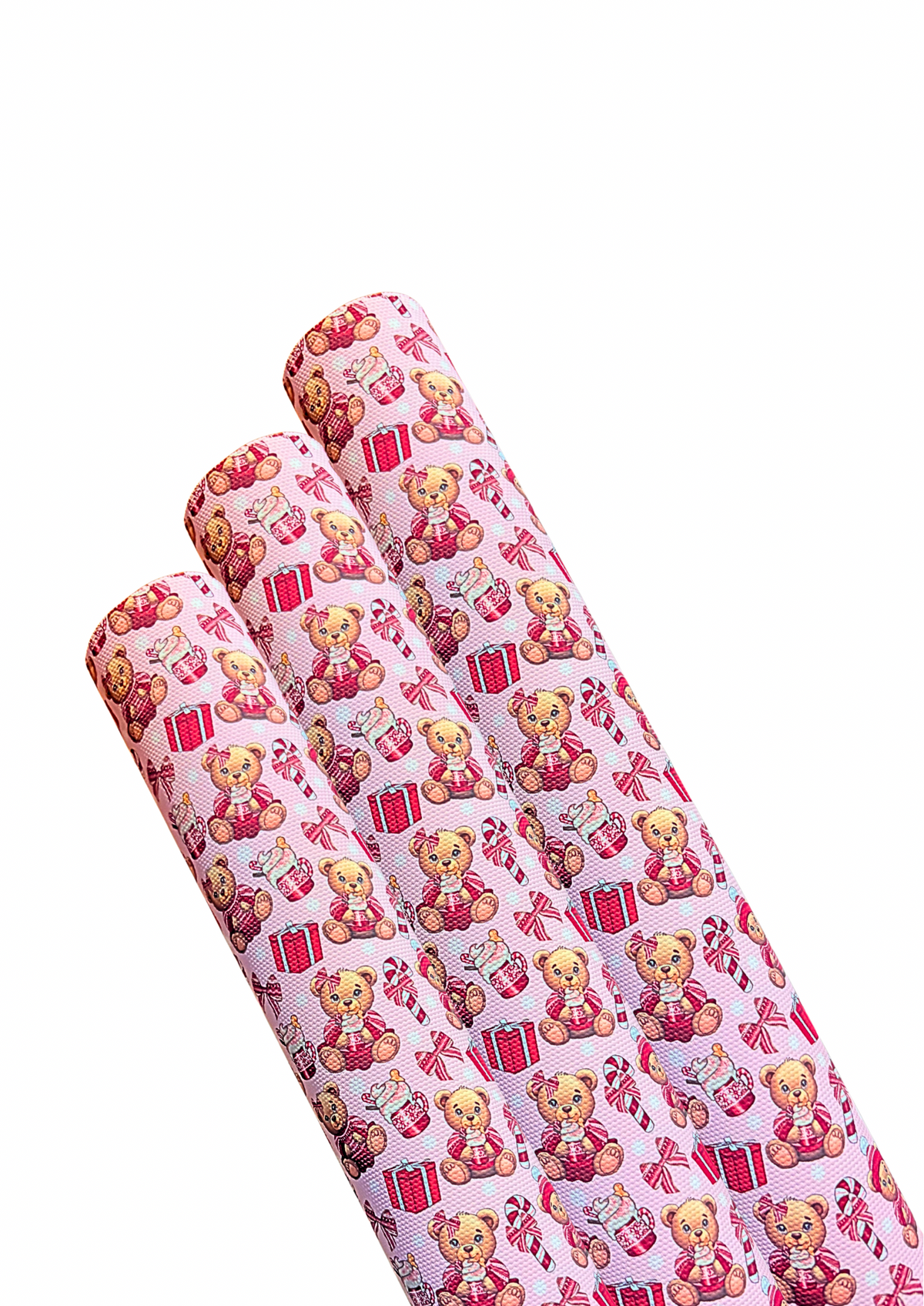 Fair isle Bear Christmas leatherette/Canvas A4 Pink Background