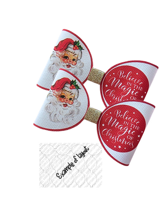 Santa Believe in the magic of Christmas pre printed canvas bow loops x 7