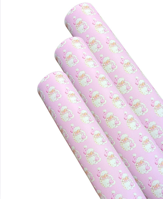 Baby pink Hi Santa  Leatherette fabric A4