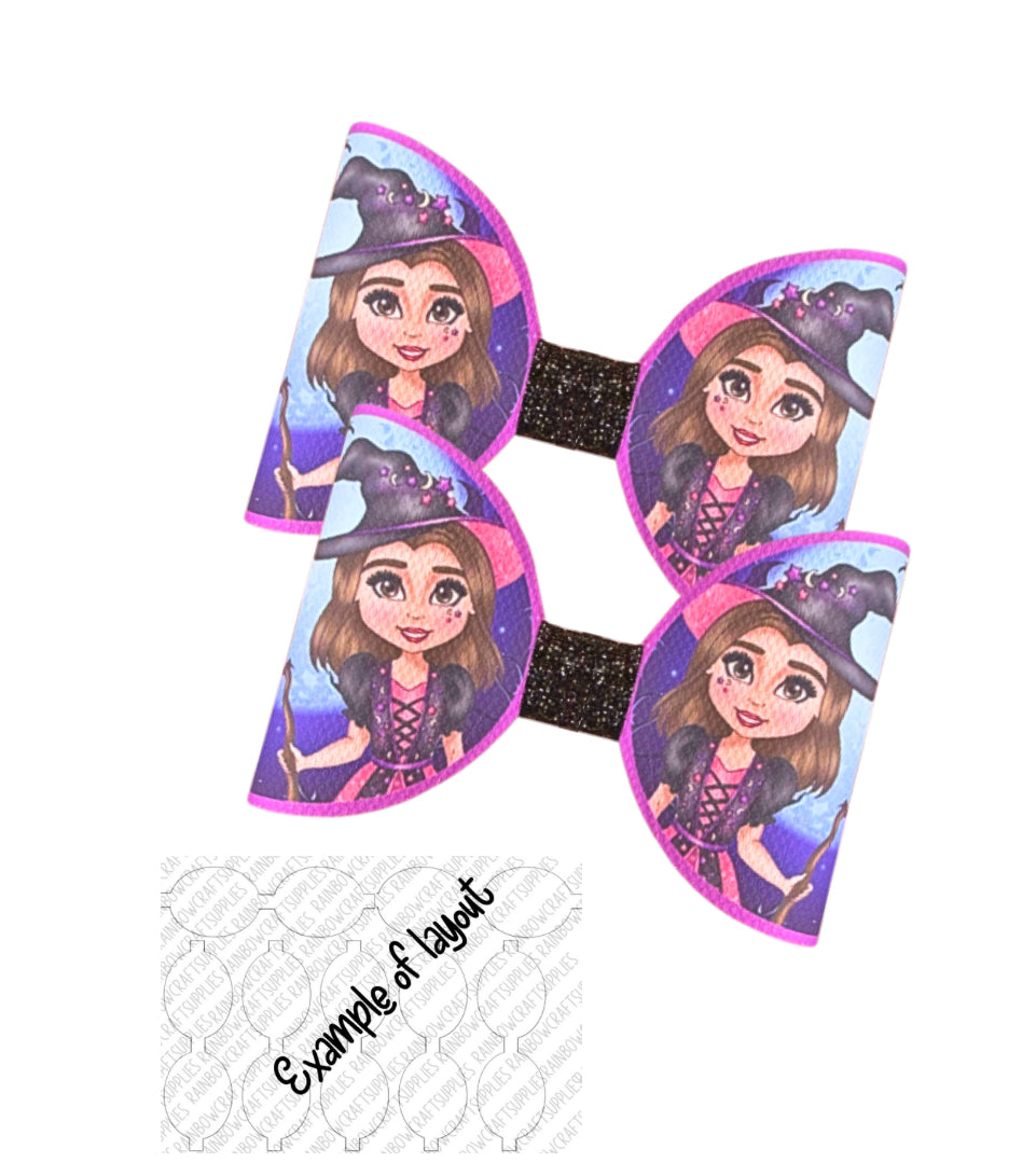 Sassy Witch  Halloween pre printed canvas bow loops x 7