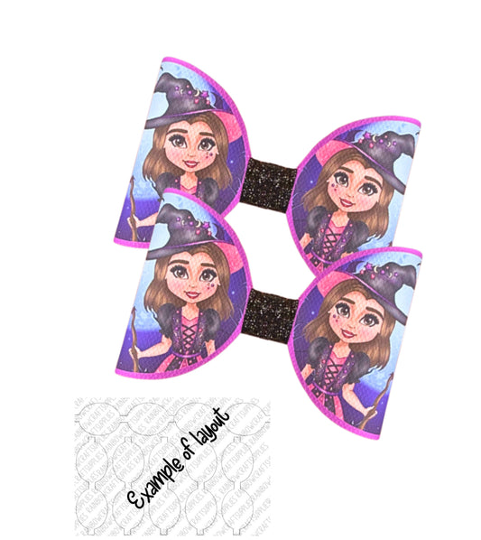 Sassy Witch  Halloween pre printed canvas bow loops x 7