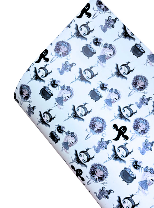 Witches & Bats theme leatherette fabric A4 End of Line