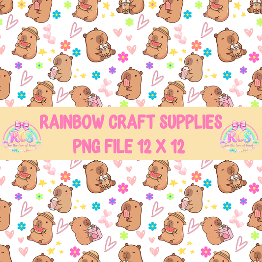 Capybara seamless pattern