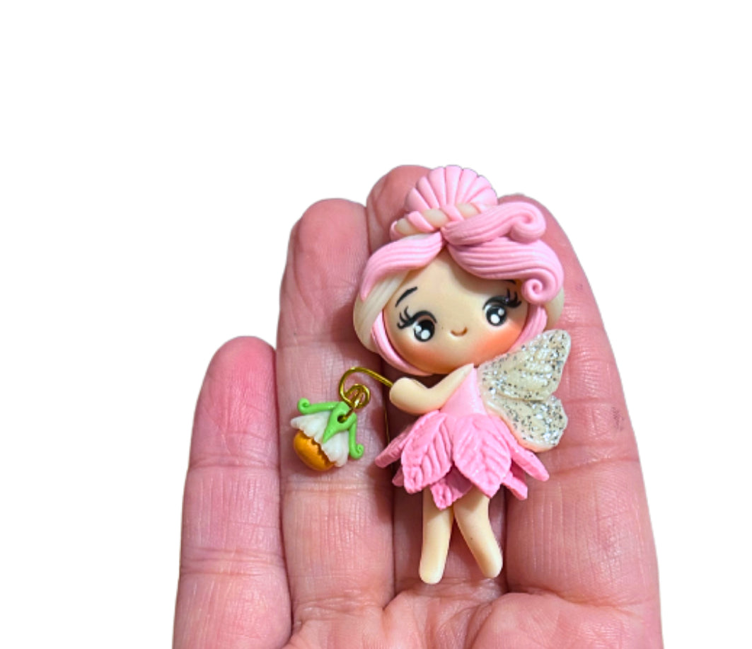 Princess Pink fairy handcrafted clay embellishment