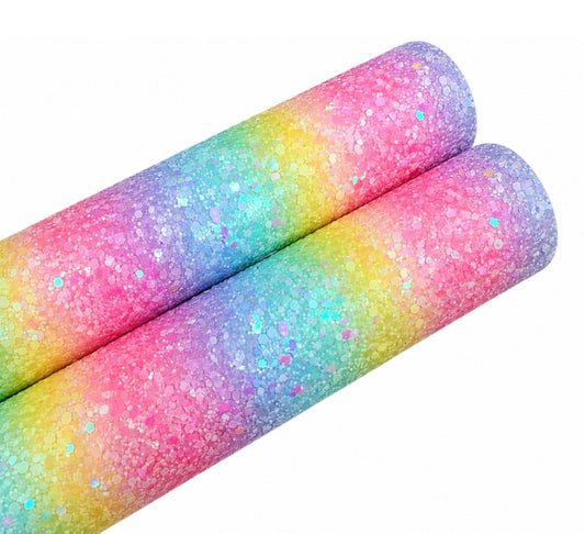Shimmer Rainbow Ombré luxury chunky glitter fabric A4