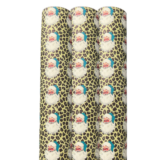 Leopard Santa patterned leatherette fabric