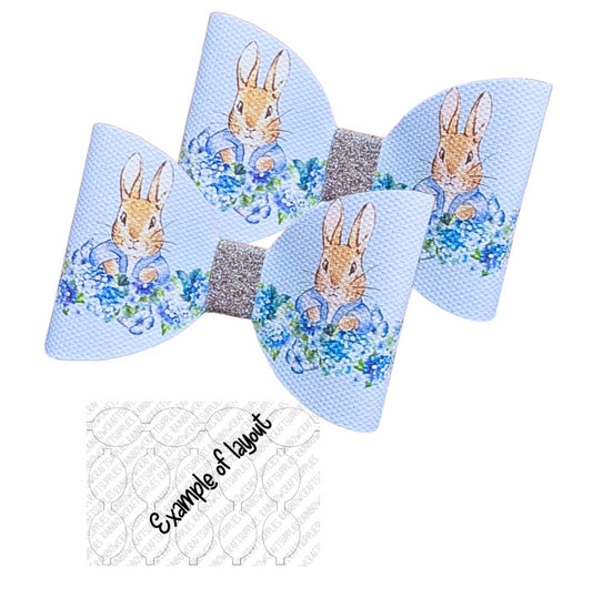 7 Bunny theme pre printed canvas bow hair bow loops 3.5”