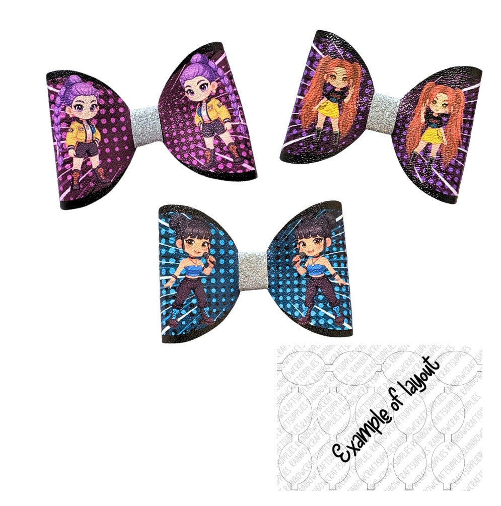 7 x printed in house Leatherette bow loops 3.5” pop Demon NEW