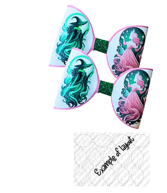 7 x printed in house Leatherette bow loops 3.5” Good witches wicked witches