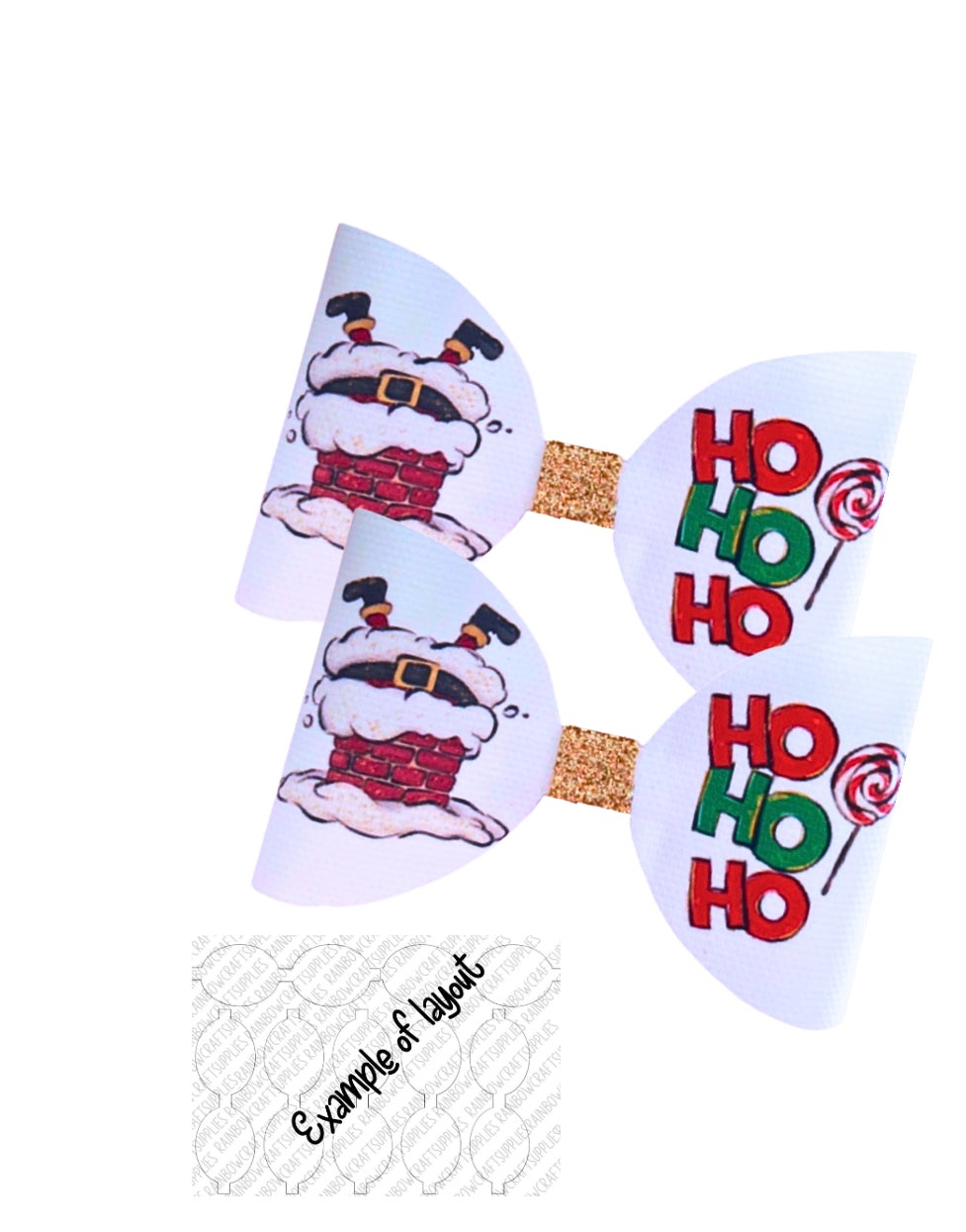 Ho ho ho Santa Christmas pre printed canvas hair bow loops x 7