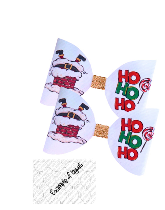 Ho ho ho Santa Christmas pre printed canvas hair bow loops x 7