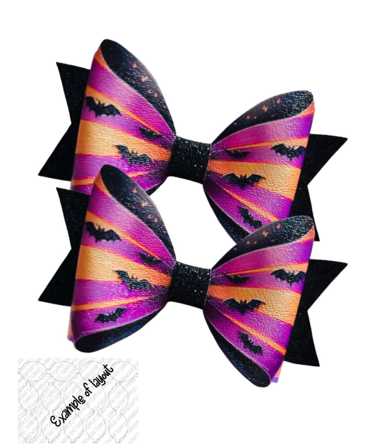 6 x3D Bats cut around canvas hair bow loops 3.5”