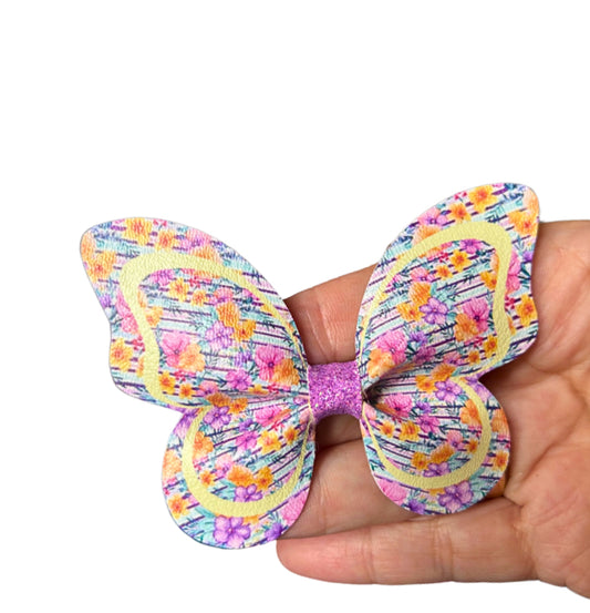 7 x Pre printed Ready to cut Butterfly Pinch bows 3.5” Summer Floral