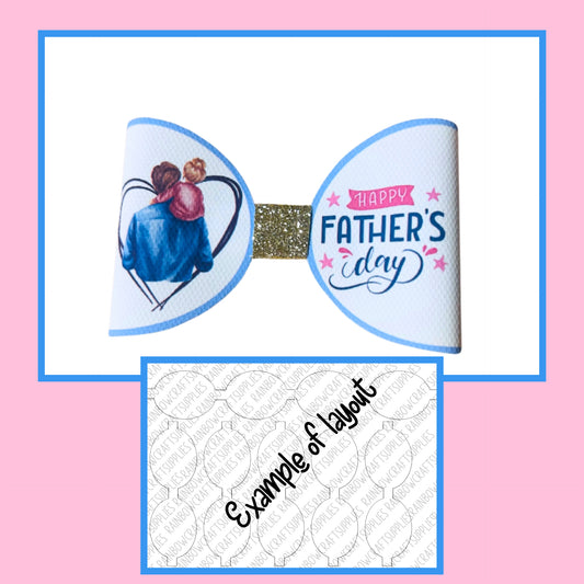 7 x Fathers day theme pre printed canvas hair bow loops 3.5”