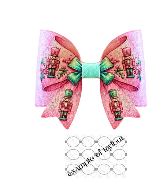Nutcracker 3D bow pre printed canvas hair bow loops x 6