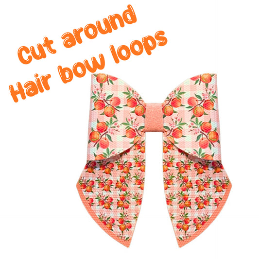 4 piece Juicy Orange  leatherette bow loops and Sailor Tails 3.5”