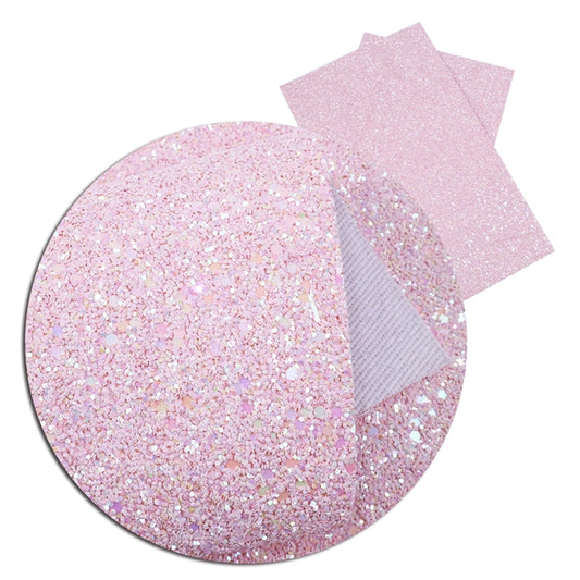 Powder Pink twill backed chunky glitter fabric A4