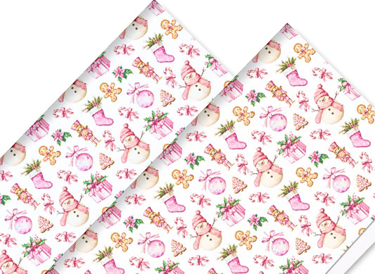 Christmas delight in house printed  leatherette fabric A4
