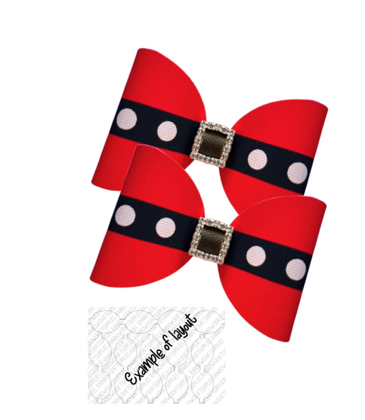Santas belt pre printed canvas hair bow loops x 7