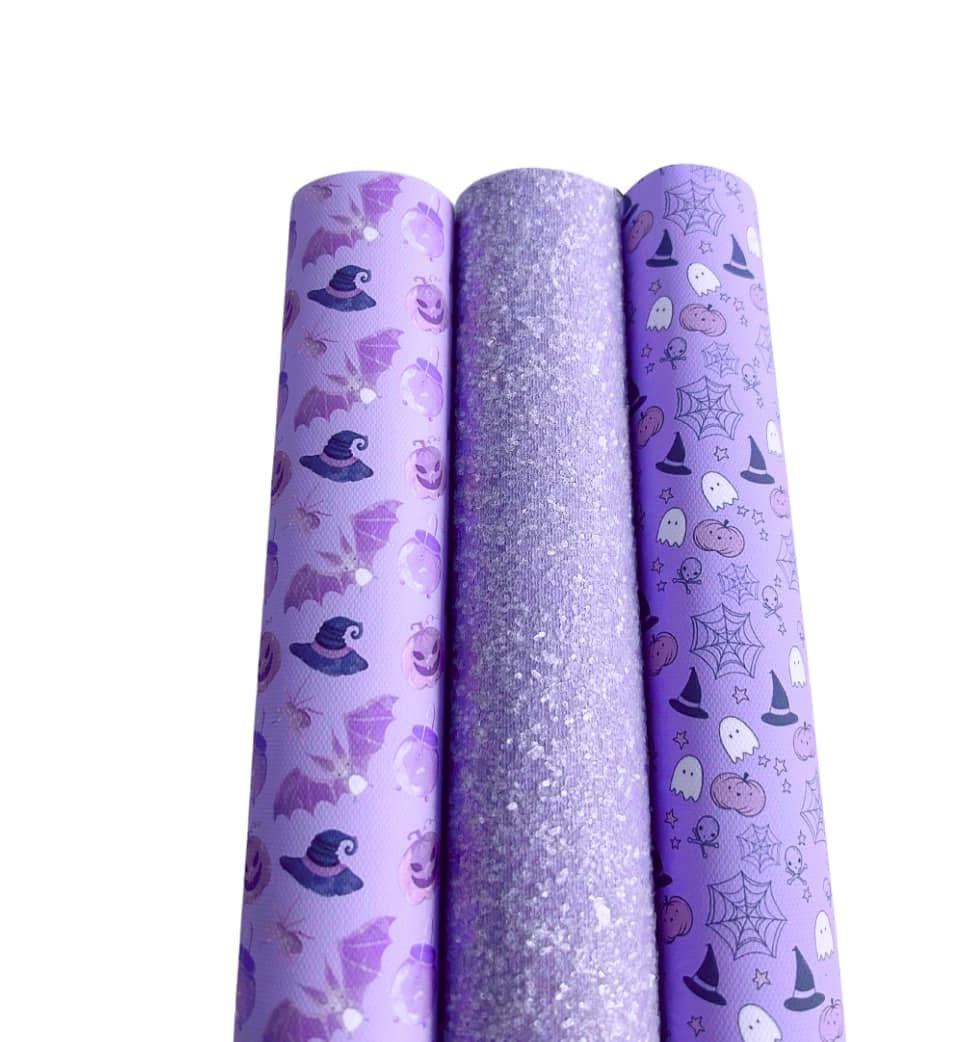 Halloween themed printed premium canvas  and glitter fabric A4