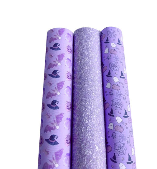 Halloween themed printed premium canvas  and glitter fabric A4