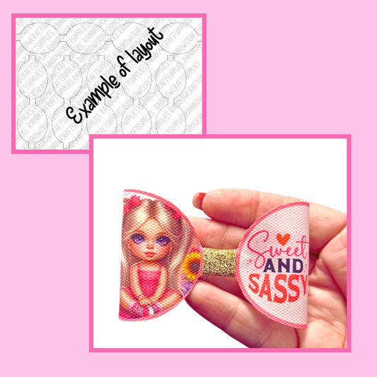 Valentine’s girl sweet and sassy  themed printed canvas bow loops x 7