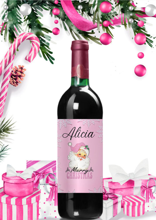 Personalised Christmas self adhesive wine bottle labels