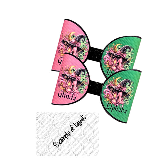 Good witches themed pre printed canvas bow loops x 7 (3.5”) Wicked