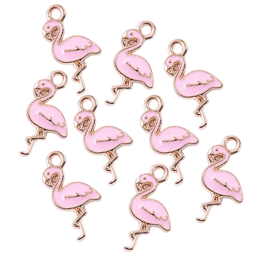 Mini flamingo charms x 5