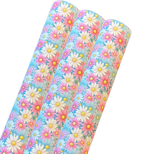 In house leatherette fabric A4 3D Daises
