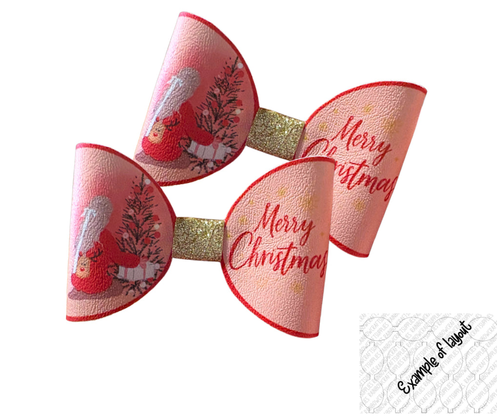 7 x Merry Christmas themed bow loops 3.5”