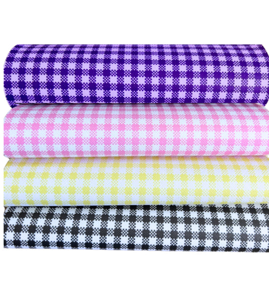 4 piece gingham leatherette fabric set A4