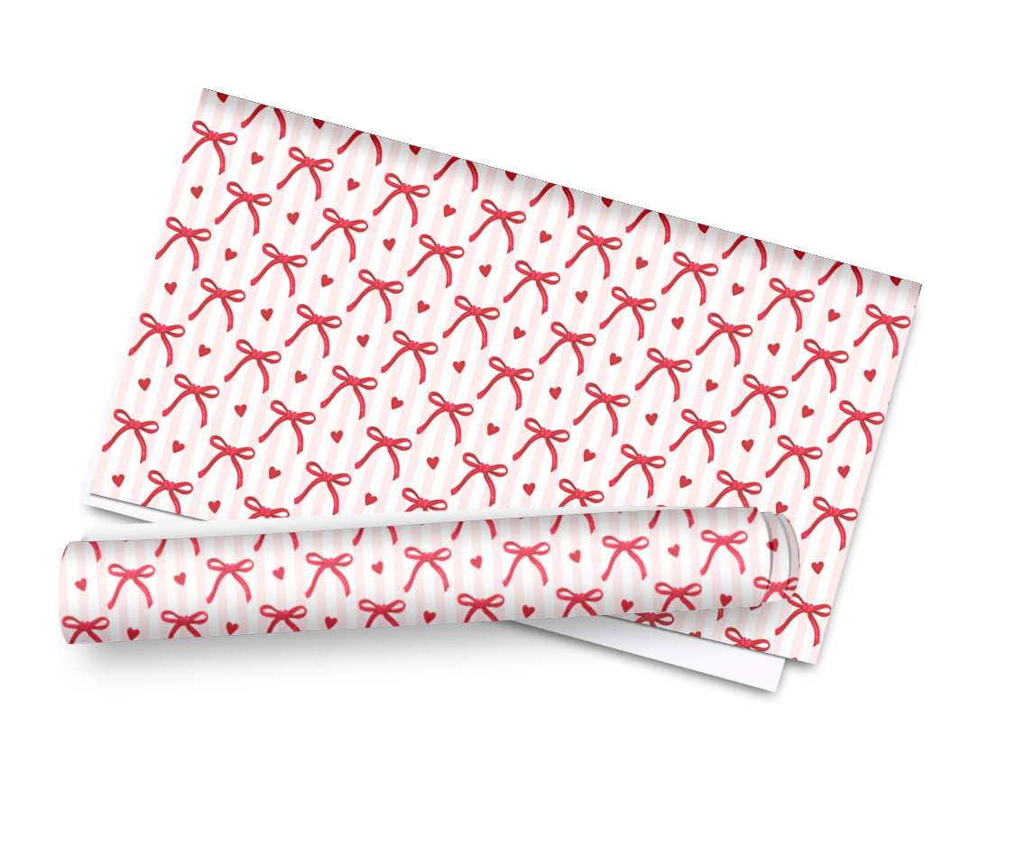 Bows & Hearts  printed premium canvas fabric  fabric A4