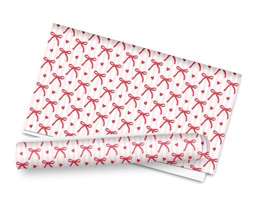 Bows & Hearts  printed premium canvas fabric  fabric A4