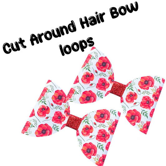 Poppies cut around hair bow loops 3.5”