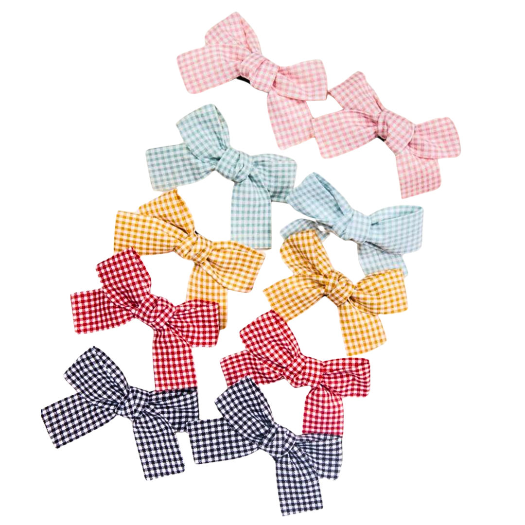 10 piece gingham hair bow clip set (5 pairs)