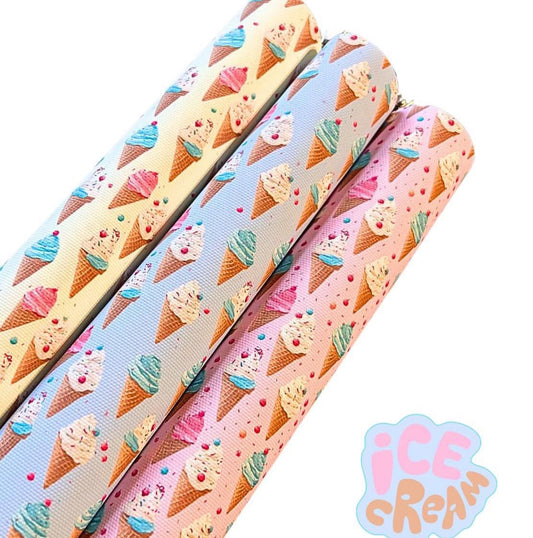 Ice cream summer  themed printed in house leatherette fabric  A4