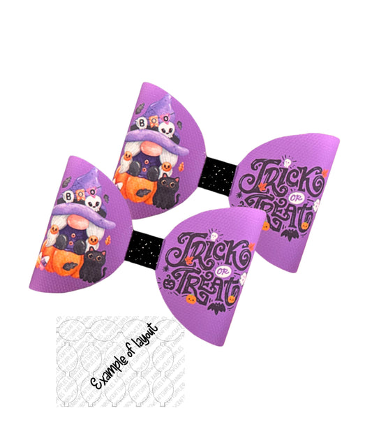 Trick or Treat Halloween pre printed canvas bow loops x 7
