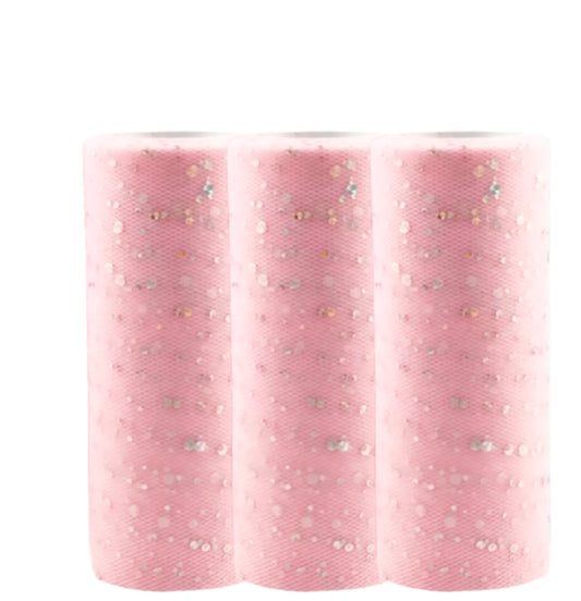 Blush pink  glitter tulle 6” x 1m