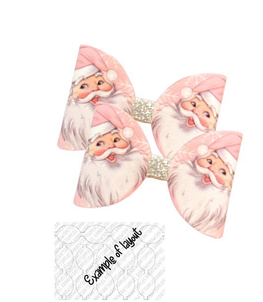 7 xSparkle Santa leatherette hair bow loops 3.5”