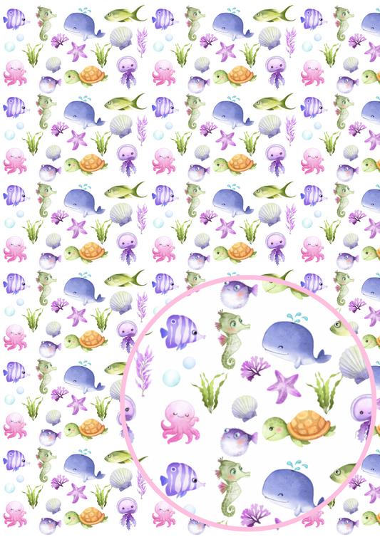 In house leatherette fabric A4 undersea