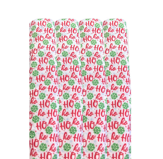 Christmas Ho Ho Ho felt backed velvet fabric A4