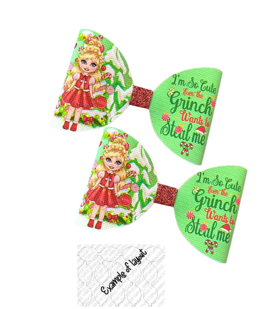 Cindy loo girl Christmas themed printed canvas bow loops x 7