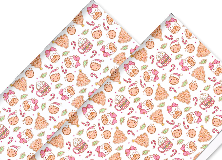 Christmas Eve Cookies theme In house printed  leatherette fabric A4