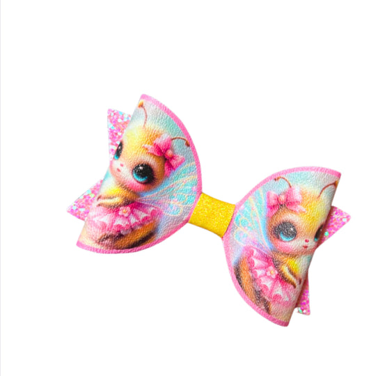 Bumblebee theme themed pre printed canvas hair bow loops x 7