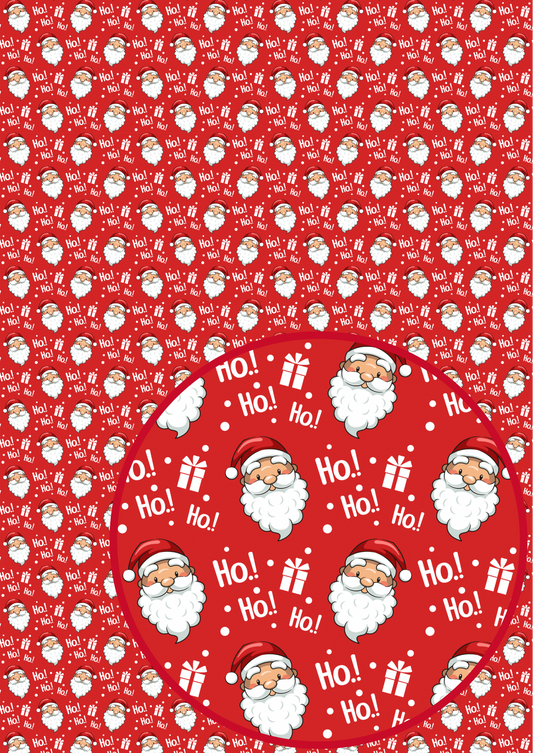 Ho ho Santa in house printed  leatherette fabric A4