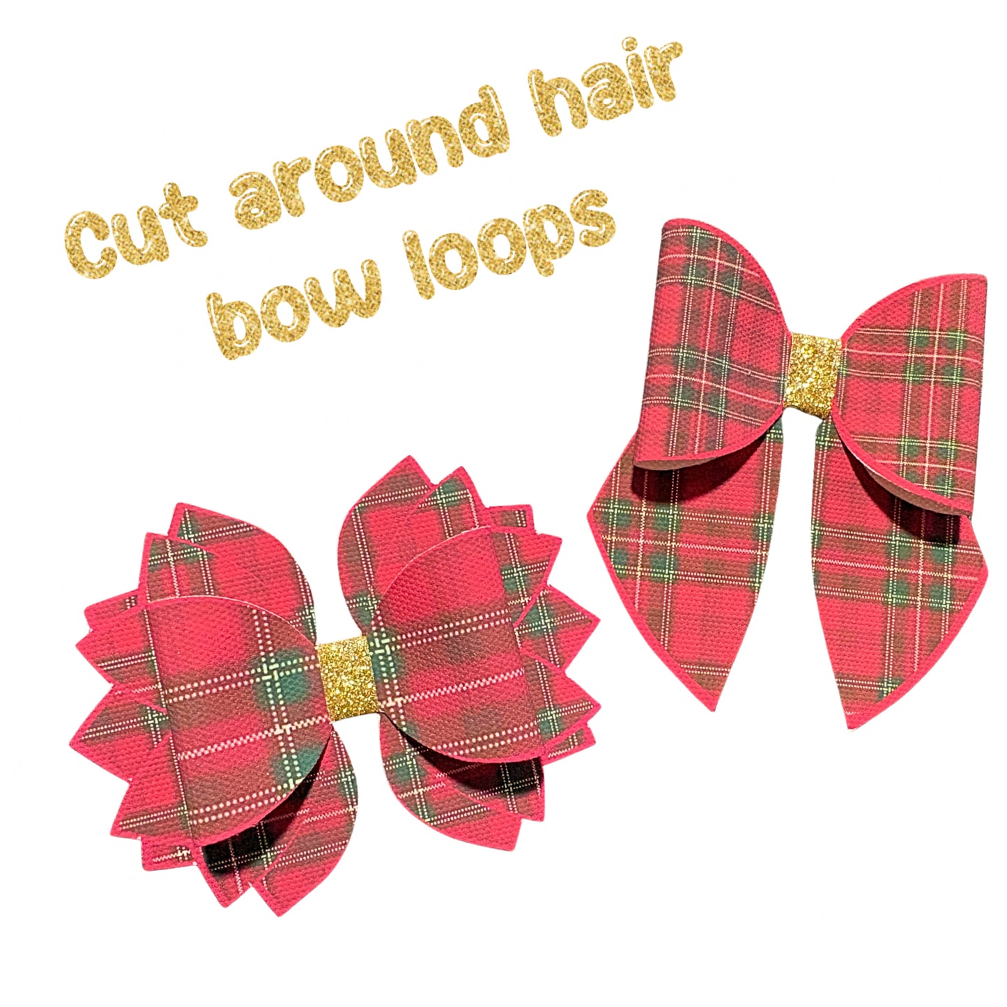 4 Christmas Cut around hair bow loops & tails 3.5”(choice of bow shape)