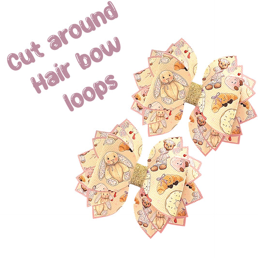 4 x printed in house Leatherette bow loops and Fan Tails 3.5” Pastel Kawaii Squishy